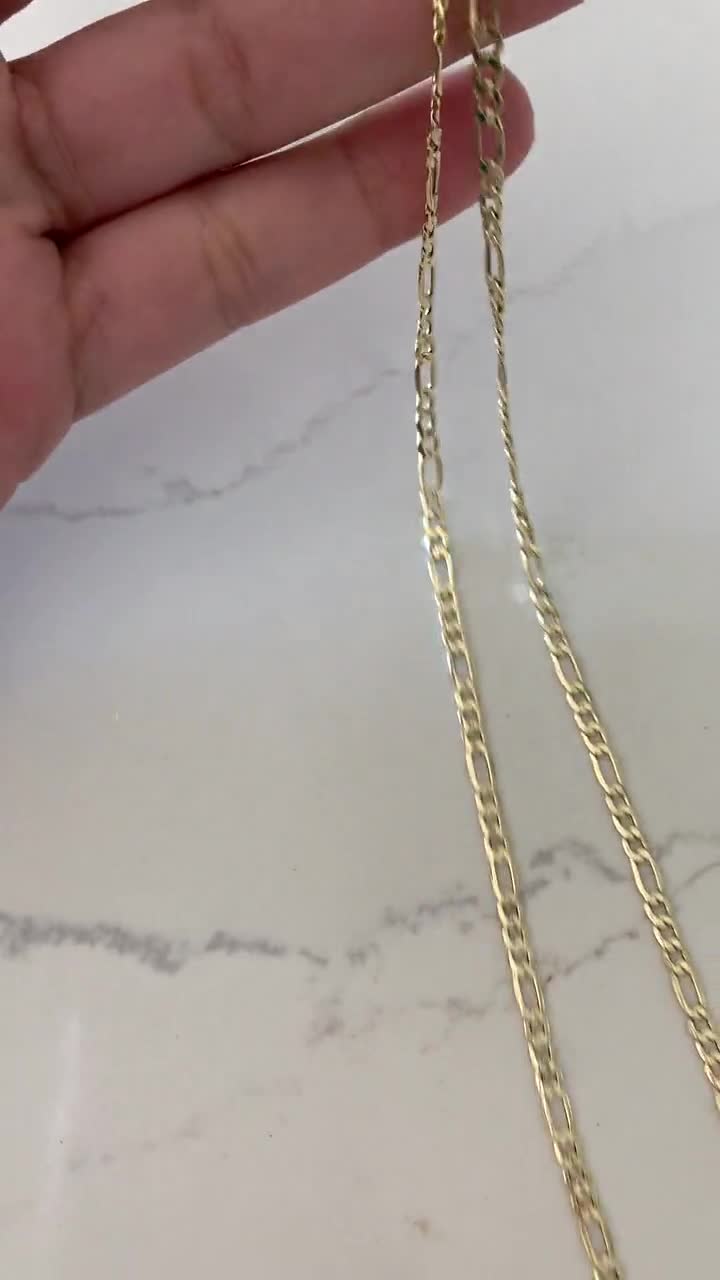 14K Yellow Yellow 3.5mm Hollow Figaro 3+1 Chain, Figaro Necklace, Mens Chain, Unisex Chain, Figaro, Gold Figaro Chain Necklace video poster