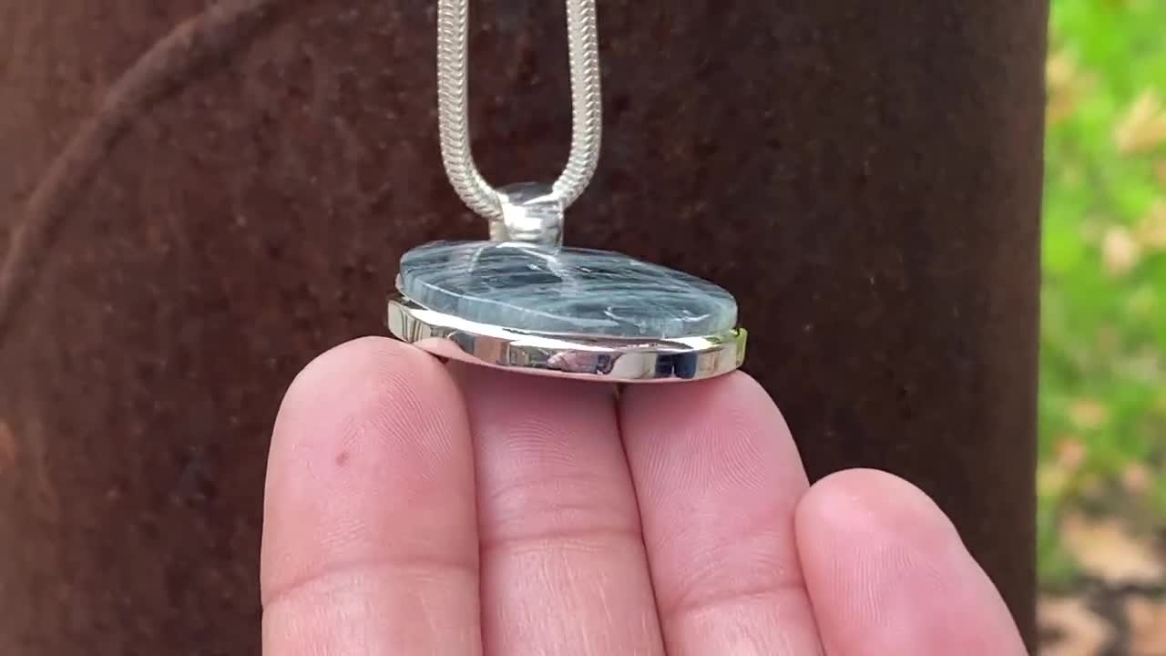 925スターリングシルバーのアクアマリンペンダント - 32 x 60 mmの