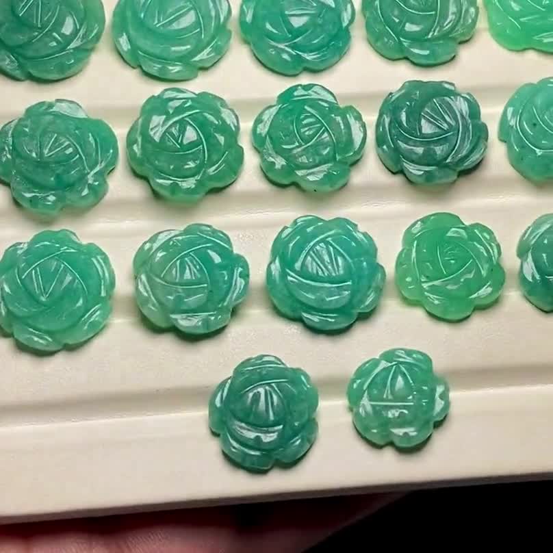 アマゾナイト 最高級品質 100%天然アマゾナイトフラワー彫刻ルース宝石