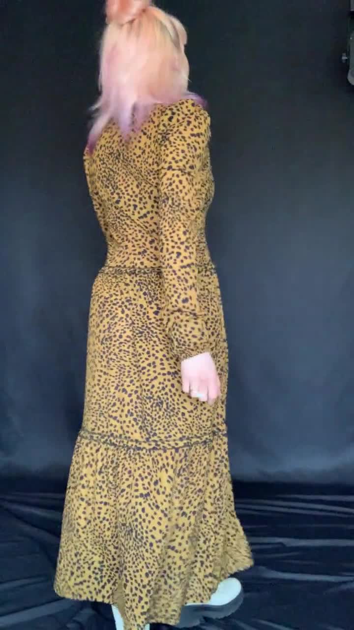 knee length dresses for ladies LEOPARD PEONY YURI DRESS main image 1