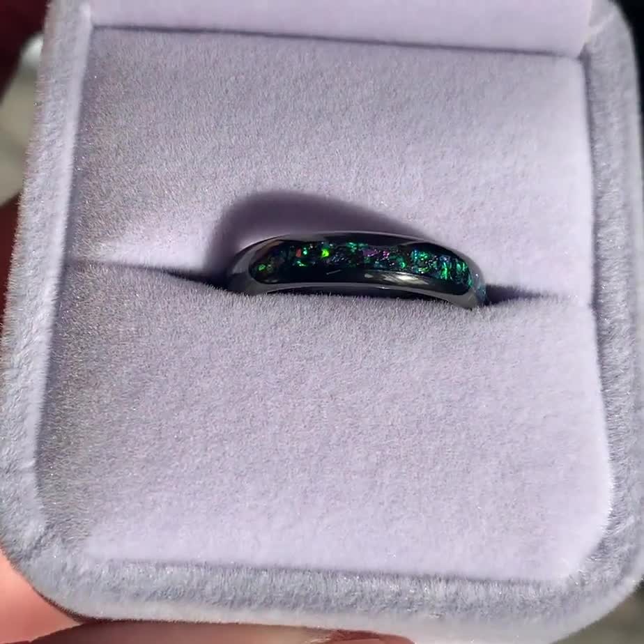 Great Rift Nebula Ring Set, His and Hers Tungsten Wedding Band