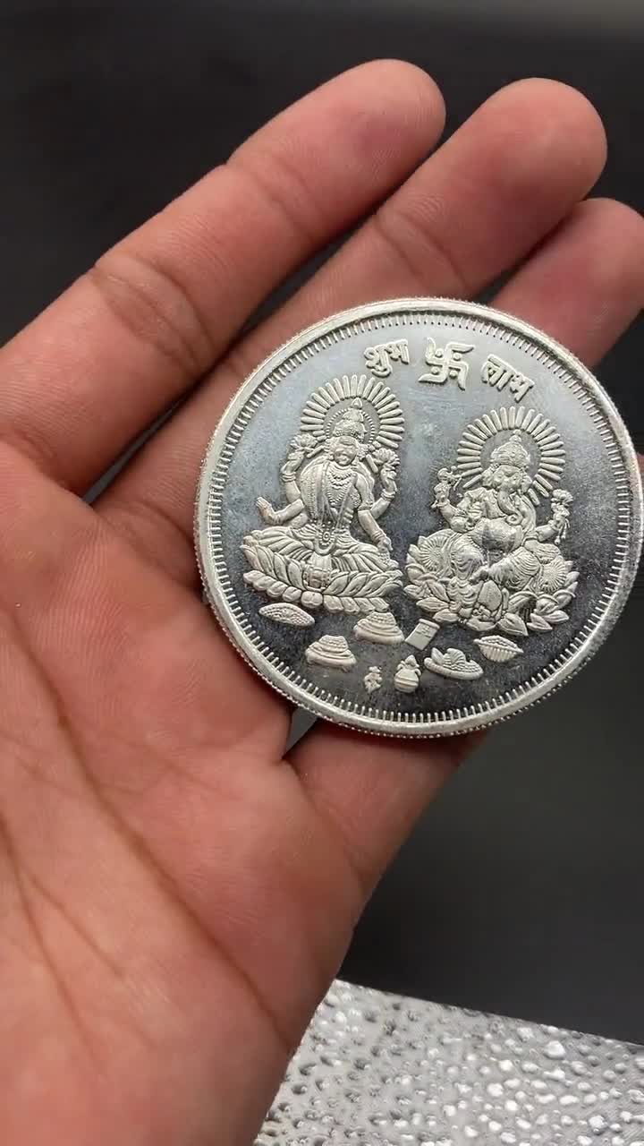 99.90% Pure Silver 50grams Laxmi Ganesh Silver Coin By Sarafa Traders  Commity