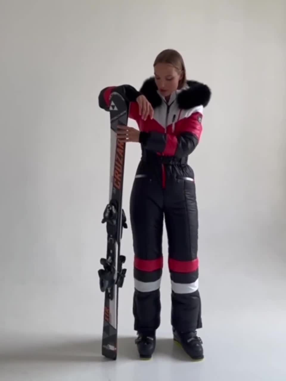 snowsong Snow Suits for Women,Ski Jacket Women,Women Winter Ski Jumpsuit  Sports Snowsuit Faux Wool Collar Coat Jumpsuit With Hoodies Ski