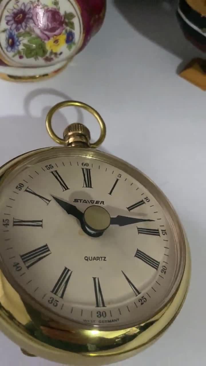 Retro Staiger Germany Brass Table Clock/ Table Pocket Watch/ Very
