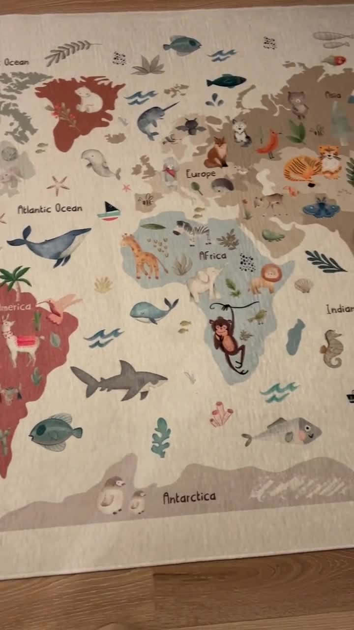 Carte du monde tapis tapis chambre enfants bébé jouer tapis rampant en  mousse à mémoire de forme tapis, taille: 40x120 cm (noir)