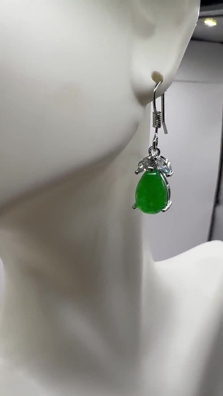 Orecchini Vintage In Giada, Orecchini Pendenti Vintage In Giada - Foto 9