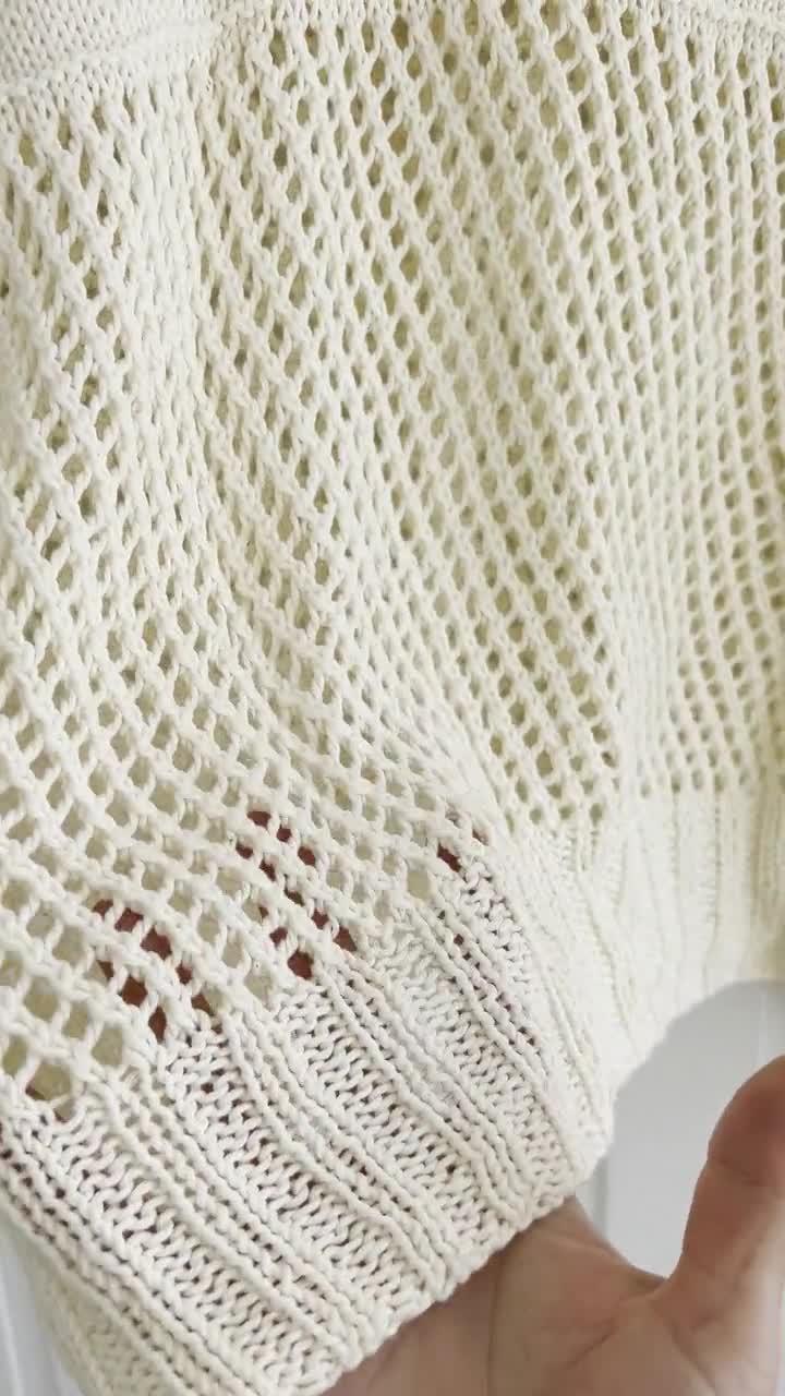 【2plan】Mesh Warmer Over Knit Women's Crochet Sweater Long Sleeve Hollow out Oversized