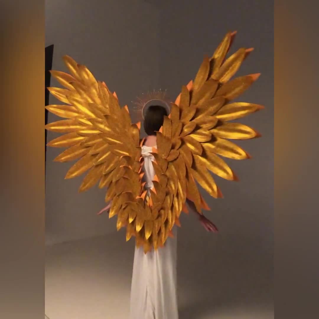 Gold Wings, Giant Wings, Angel Wings Cosplay, Cosplay Wings, Halloween  Party Costume, Angel Costume, Wings for Photoshoot, Photo Prop Wings 