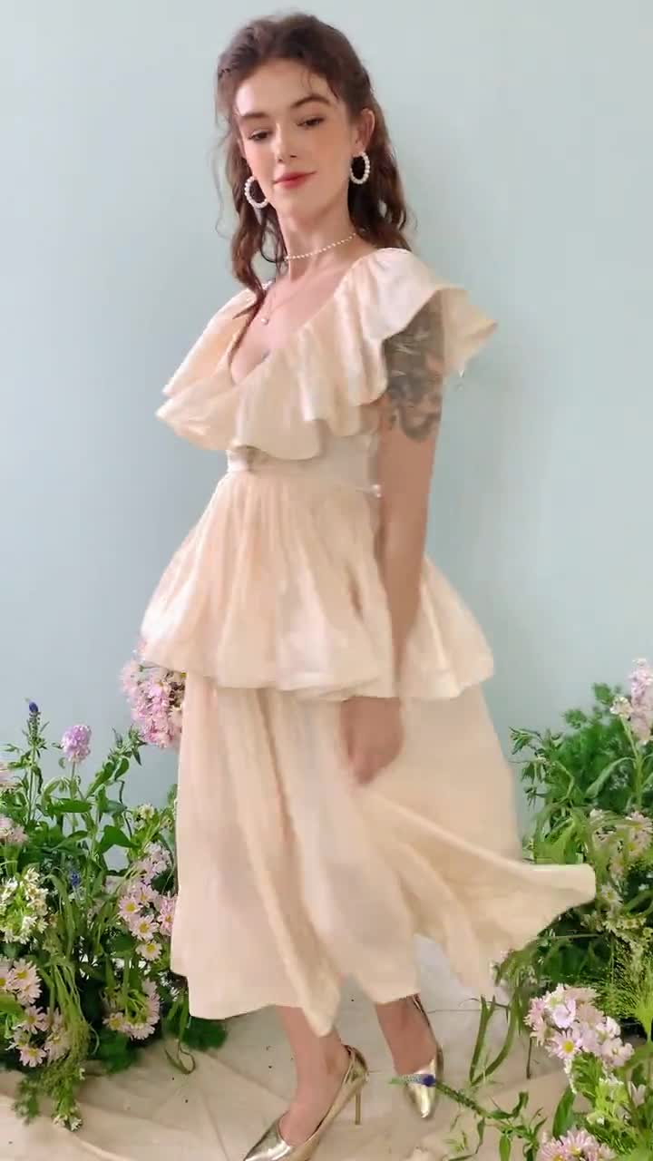 Flax Dress Linen Dress Vintage Dress Long Linen Dress Maxi Dress