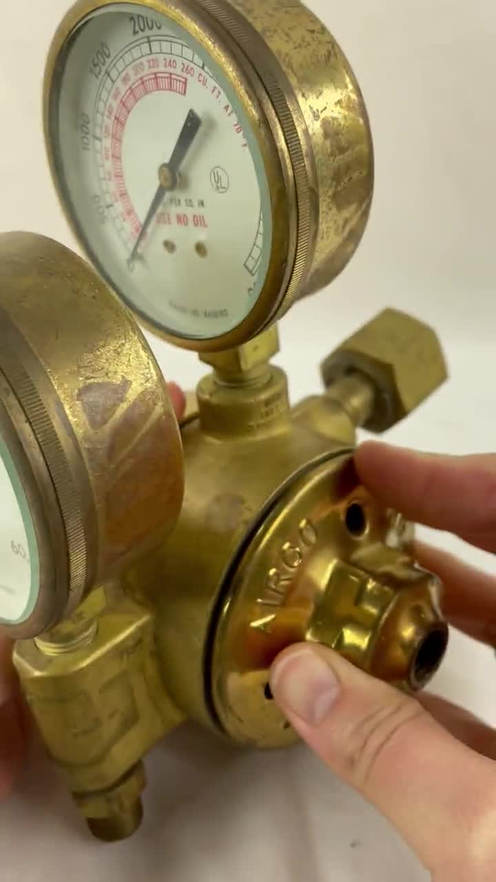 Régulateur de pression de gaz en laiton vintage, jauge Airco