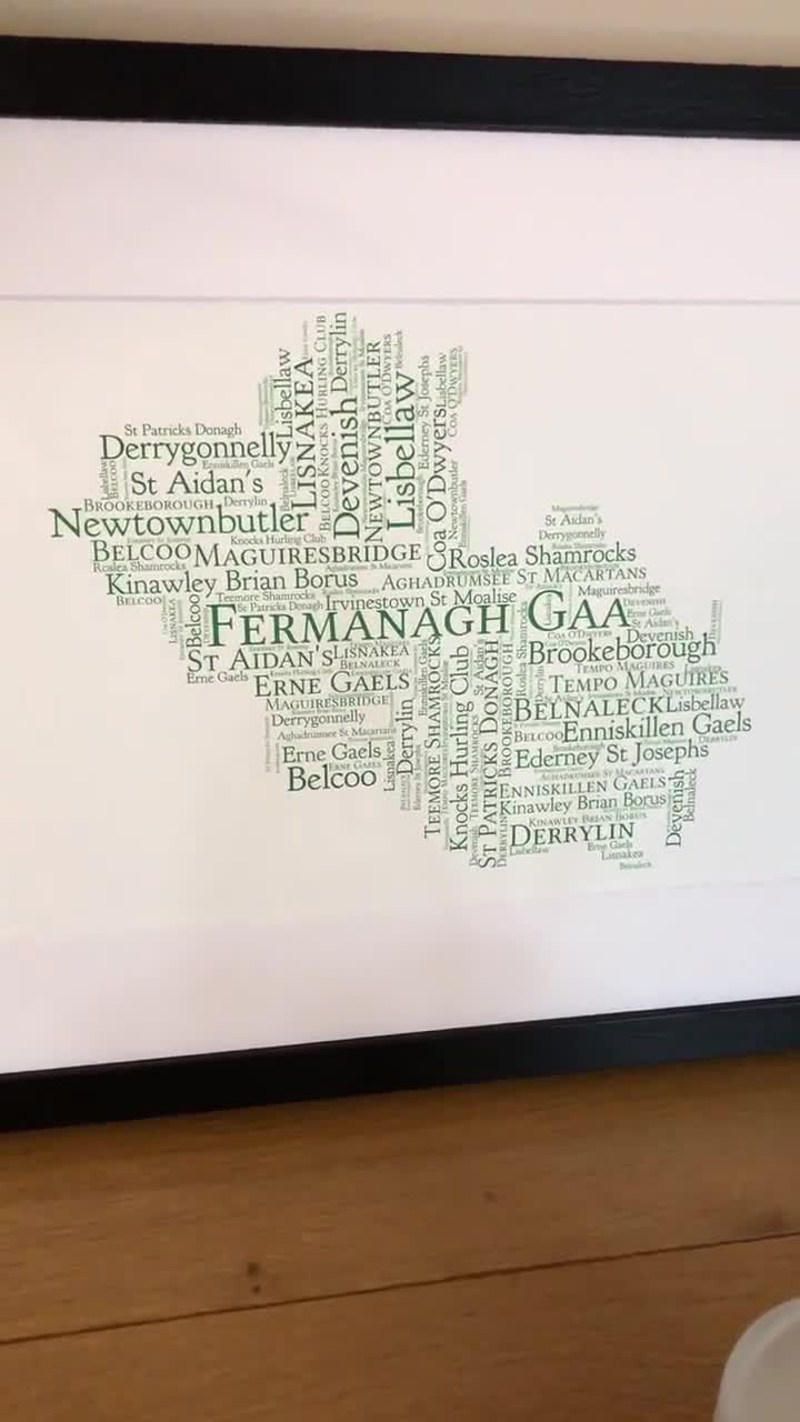 Fermanagh GAA Clubs Irish Themed Word Art by Ireland With Love Hurling,  Football, Camogie