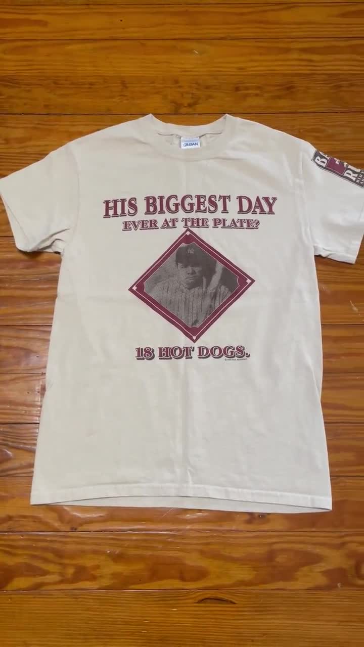 awovenroad Vintage T Shirt - Babe Ruth Shirt (00s / Small / S / His Biggest Day Ever at The Plate / 18 Hot Dogs / Babe Ruth Birthplace and Museum)