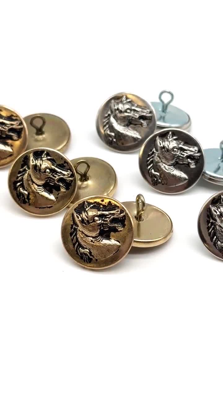 10 Bottoni Con Testa Di Leone Incisa In Metallo (Lega Di Zinco) Per Cucito Fai Da Te - 20 Mm, Silver - 4