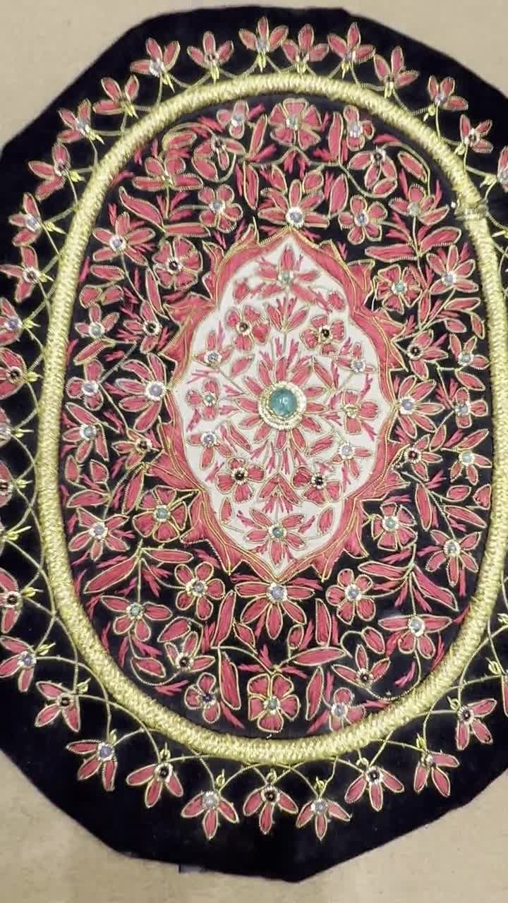 Royal Silk Jewel Art Hand Embroidered Wall Hanging Jewel Carpet on Black  Velvet With Gemstones -  Ireland