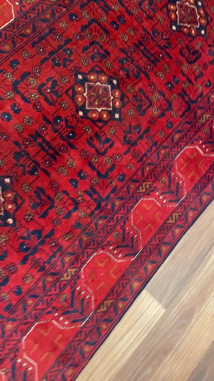 Vintage Bukhara Khal Mohammadi Runner Rug: Handwoven Afghan Wool