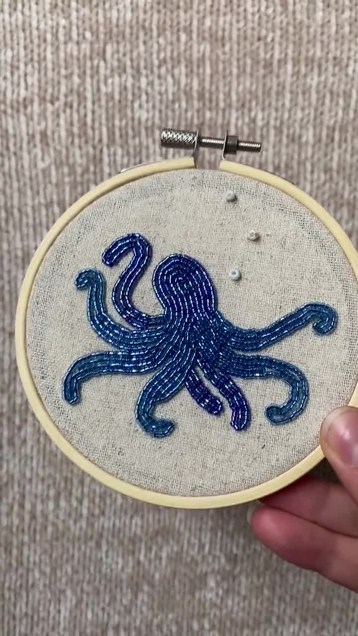 Blue Octopus Bead Embroidery - Etsy Canada