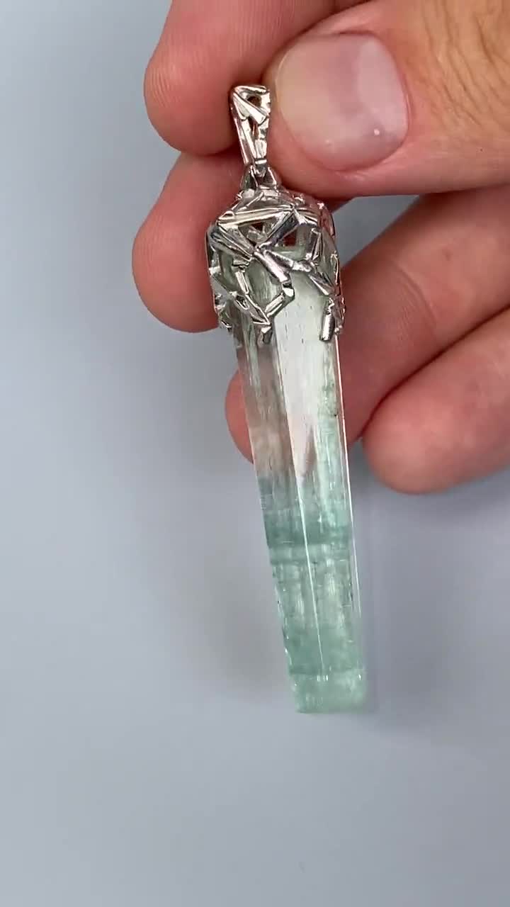 Faceted Aquamarine hot Sterling Silver Necklace - N883