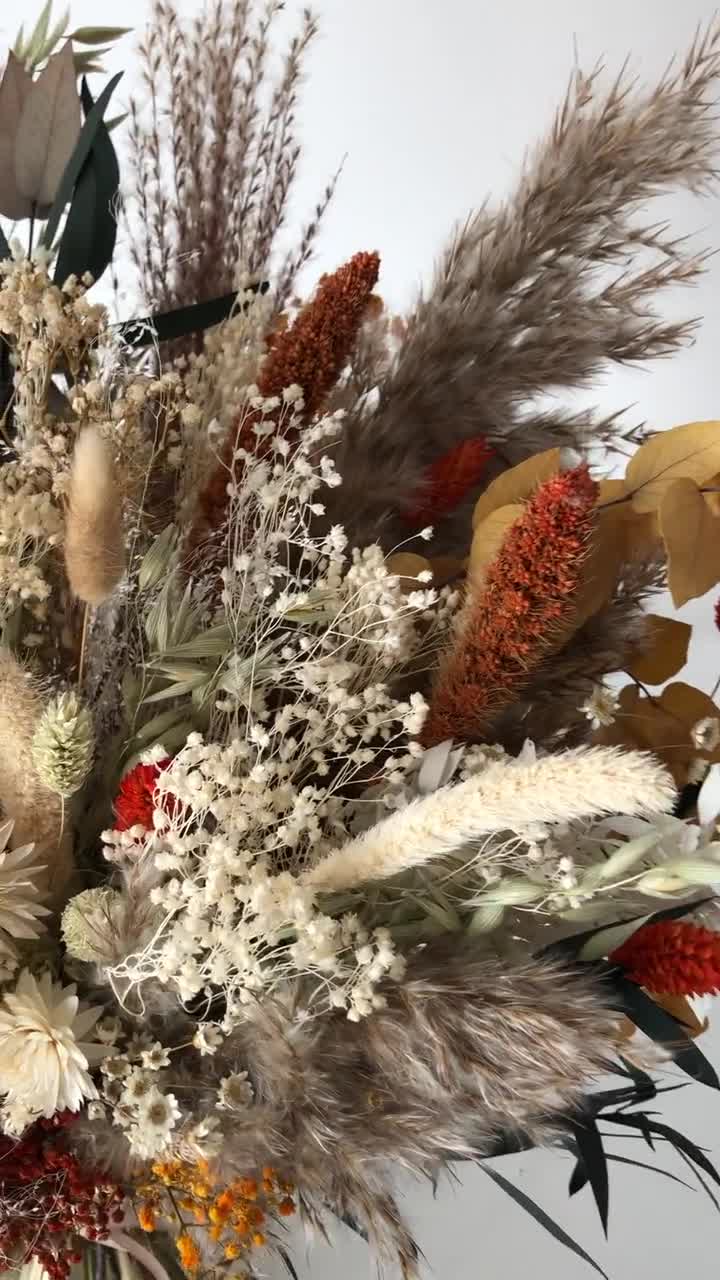 MUYEJI Natural Dried Flowers Pampas Grass Bouquet, Boho Table Decor, White & Purple Pampas Grass, Dried Flower Arrangement for Home Decorations