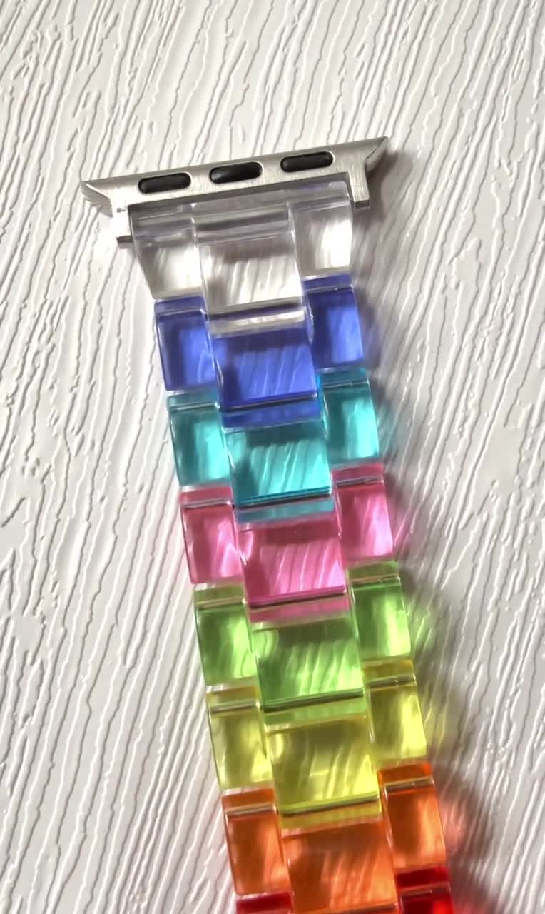 プリズムレインボーアクリル製Apple Watchバンドブレスレット