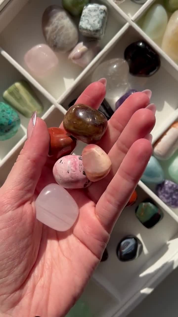 Self-love Crystal Set: Mangano Calcite, Pink Opal, Rhodonite, Red