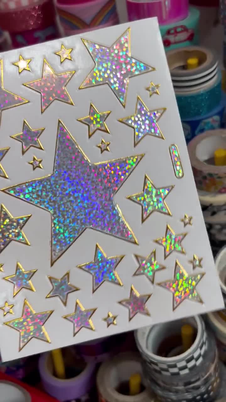 Streamers & Confetti Sparkly Prismatic Stickers, Gold & Silver - Packa –  Sticker Planet