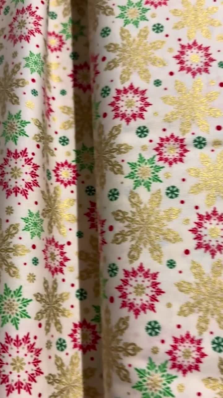 Guirlande Fanions Tissu Motif Flocon De Neige Crème Et Or