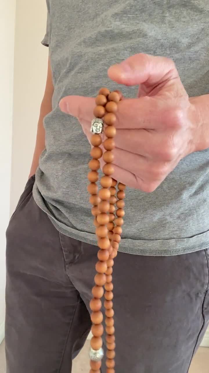 Sandalwood 8mm Mala Beads 108 Bead Wood Yoga Mala Bracelet