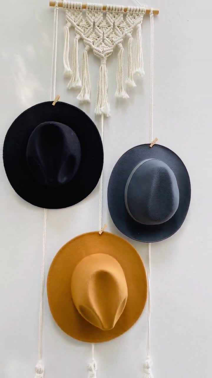 Boho Hat Rack for Wall, Bohemian Style Hat Organization, Hat