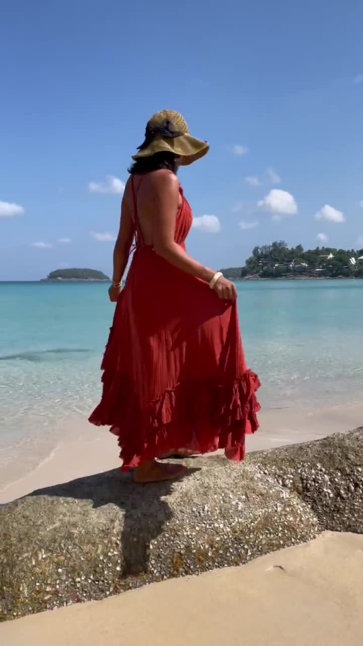 Women Orange Dress, Orange Cotton Dress, Burnt Orange Dress