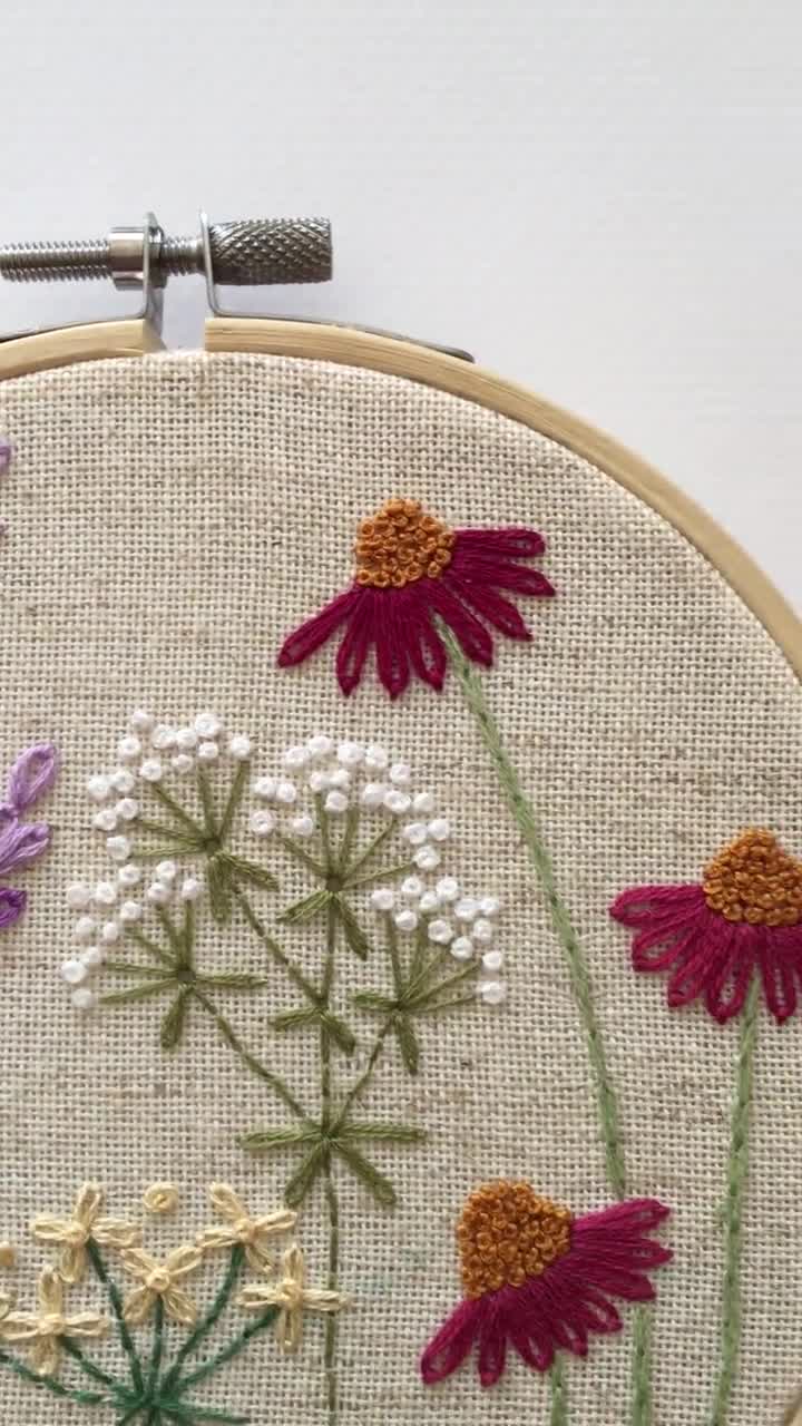 TEN hand embroidered flowers tutorial, easy to stitch, free design pdf! 