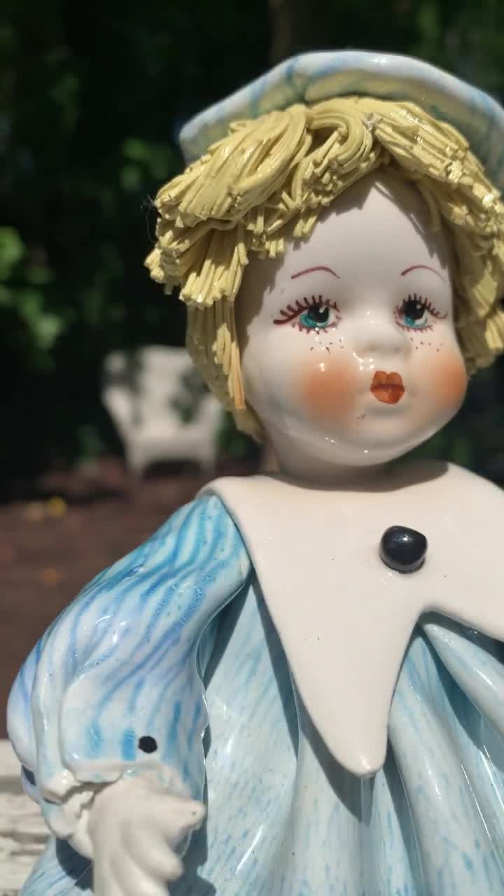 Zampiva Ceramic Sitting Doll, Lino Zampiva Spaghetti Hair Doll