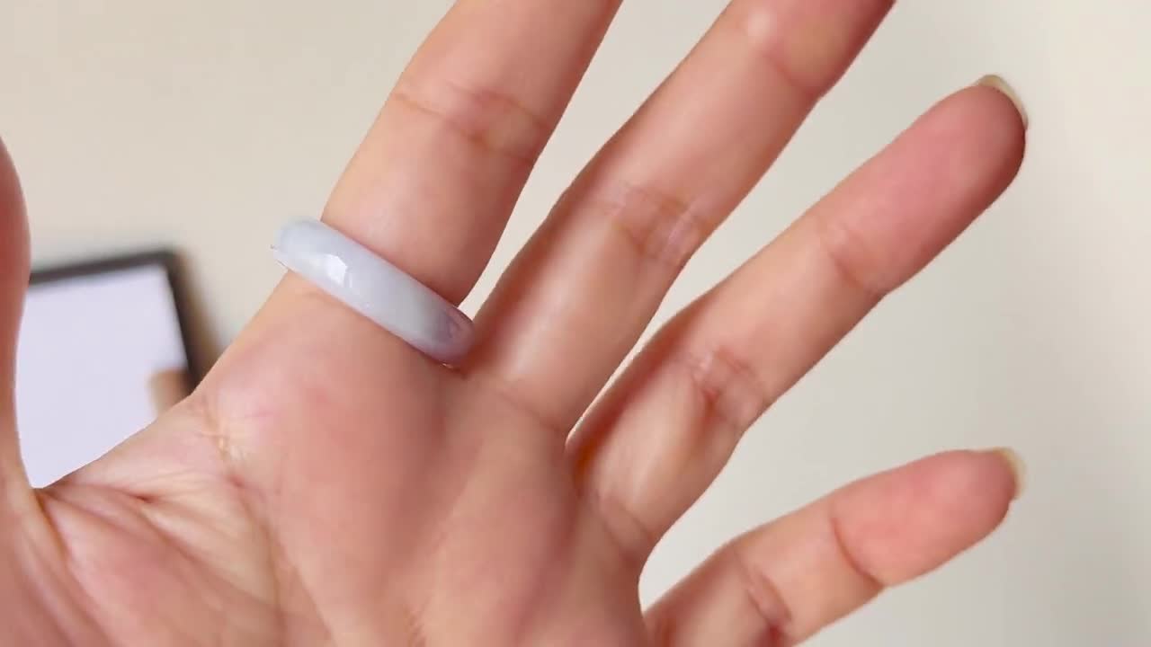 16.9 mm A級天然ラベンダー翡翠朝鮮時代リング（桜）No.162479、彼女へ