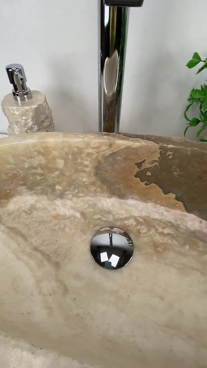 ONYX WASH BASIN, White Vessel Stone Sink, Natural Stone Sink