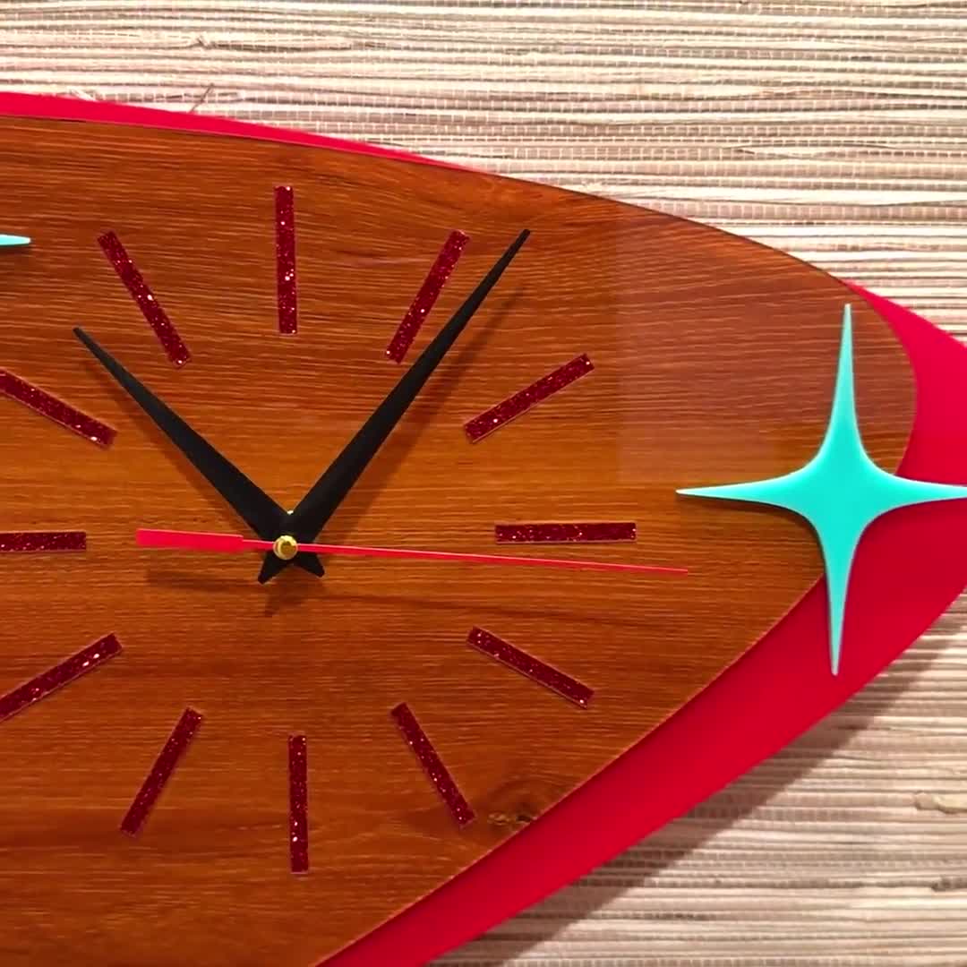 レトロミッドセンチュリーモダン「アトミックブーメラン」壁掛け時計