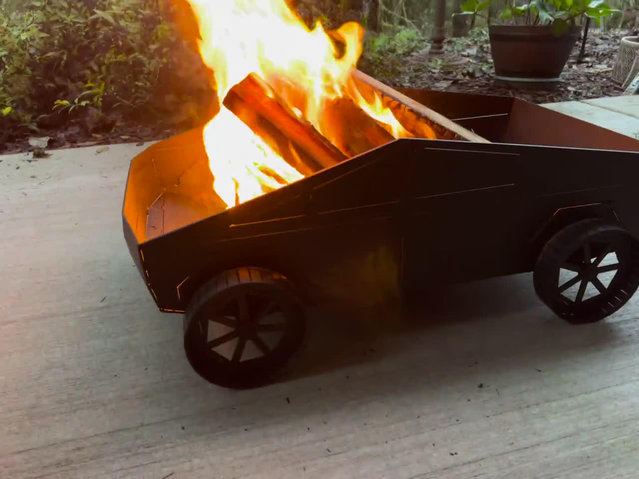Cybertruck Firepit DXF Files, Metal Car Shaped Outdoor Fire