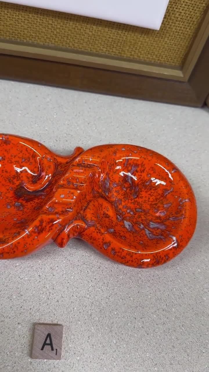 Vintage Ashtray Floral Decor Orange Green Retro Home Decor Your