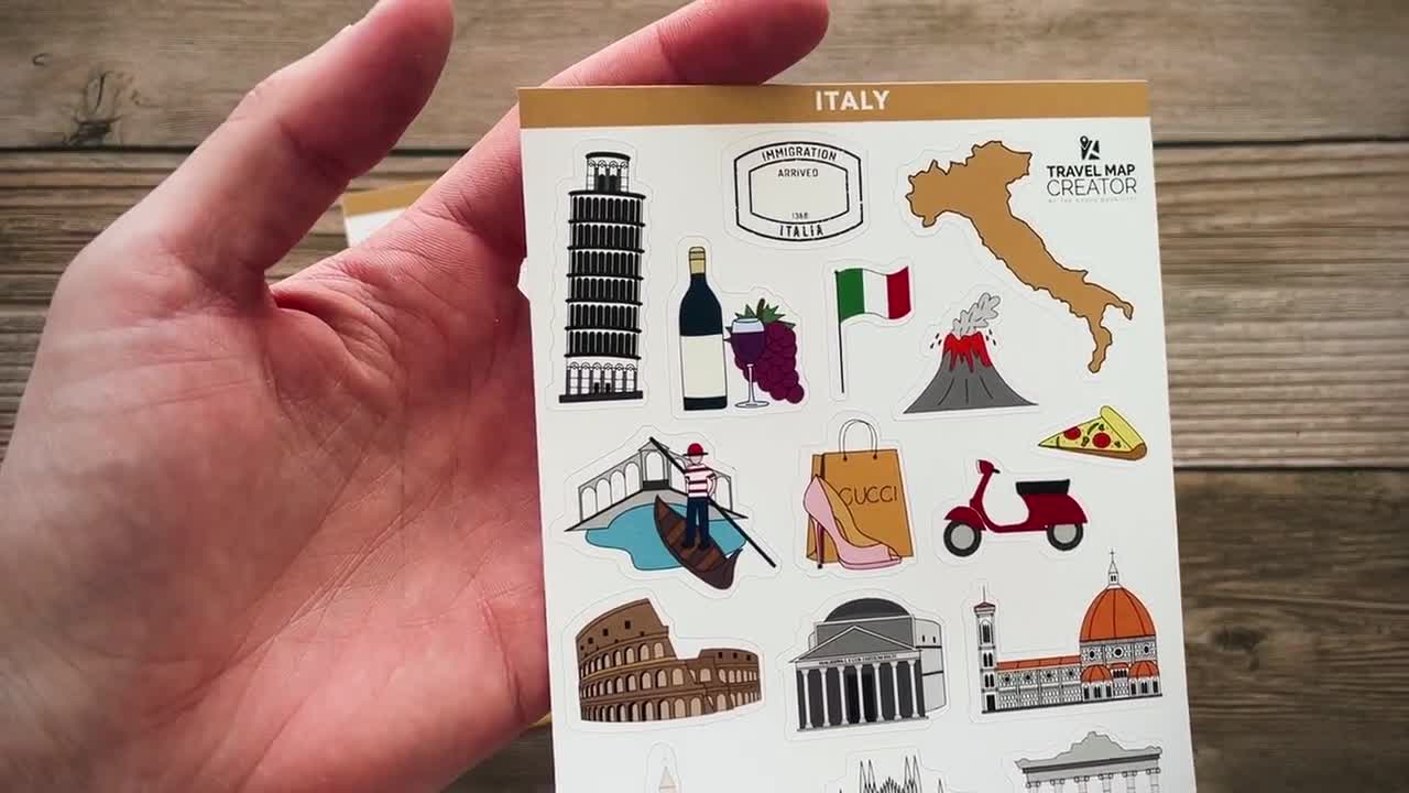 28ct Navy Peony Italy Travel Scrapbooking Stickers