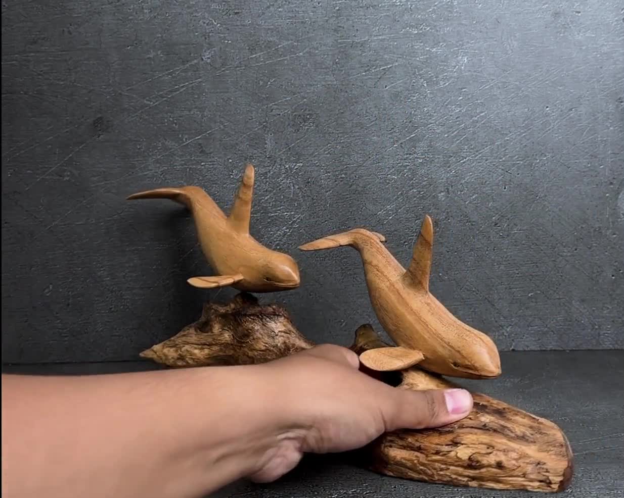 Handmade Wooden Orca Sculpture, Jempinis Wood, Ocean Decor - Etsy