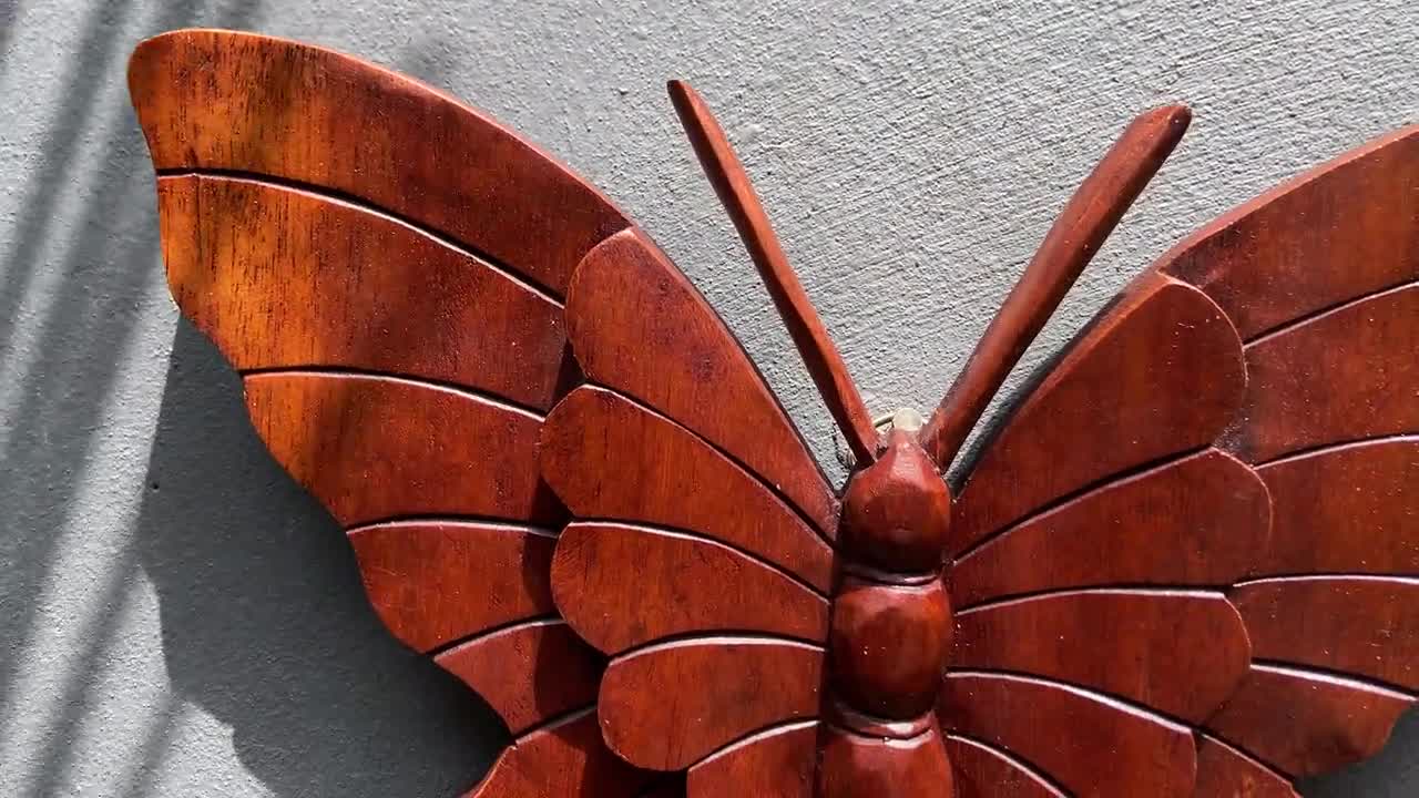 Décoration Murale Papillon Orange Et Bleu En Métal 30 Cm