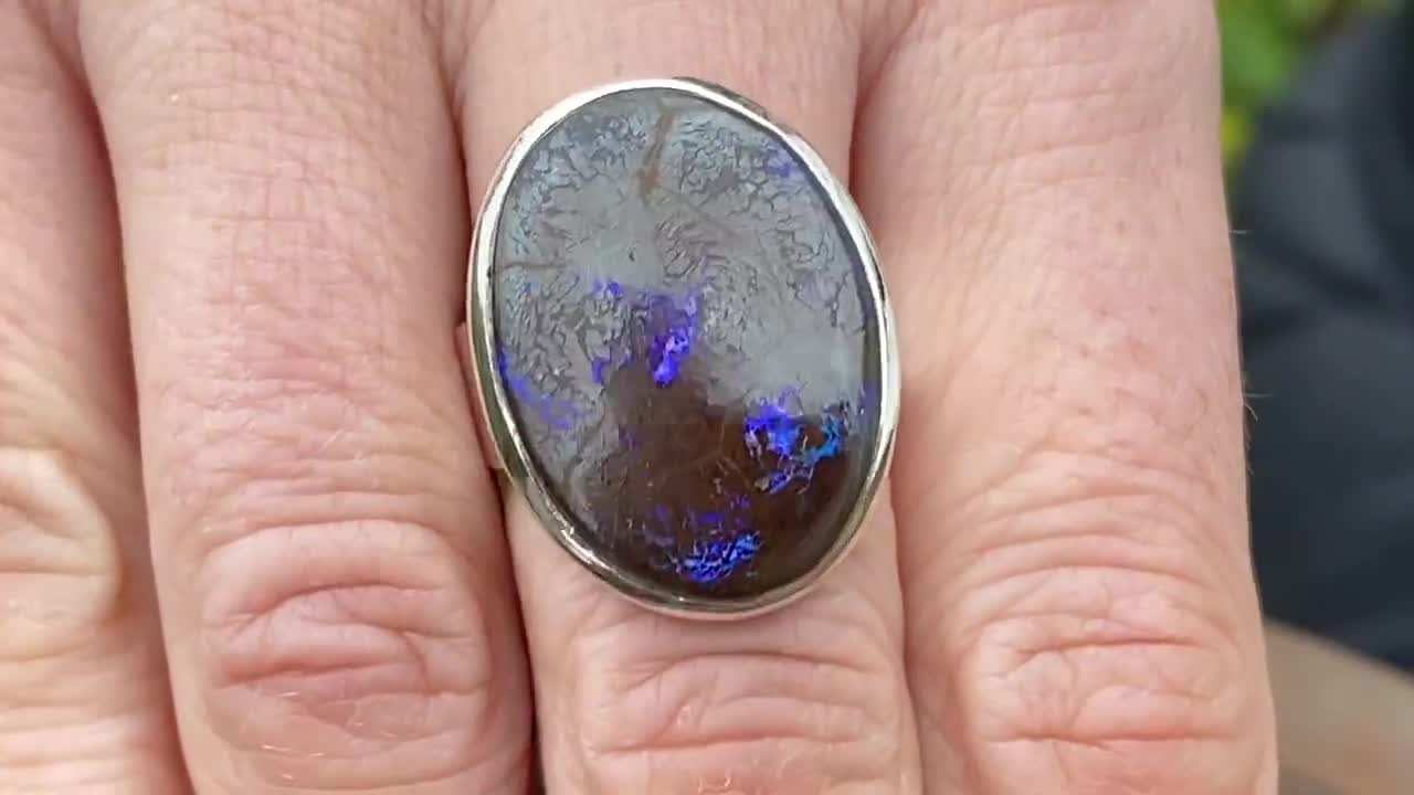 オーストラリア産ボルダーオパールリング（サイズN、US7）925