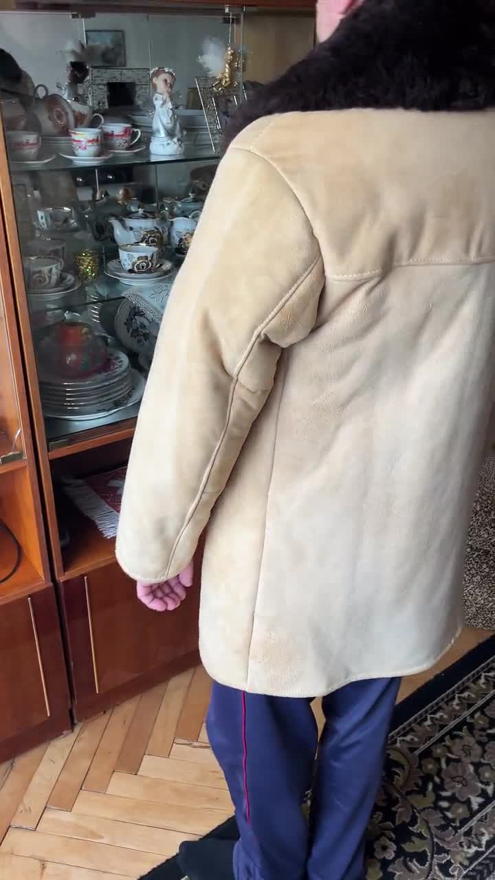 冬用Tulupオリジナルシープスキンホワイトサイズ50ソビエト軍将校用