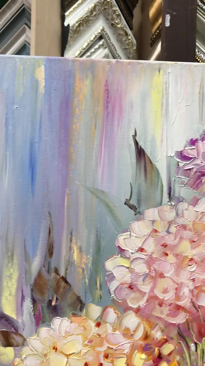 油絵 絵画 【Hydrangea】 Hydrangea Painting Original Hydrangeas Painting on Canvas