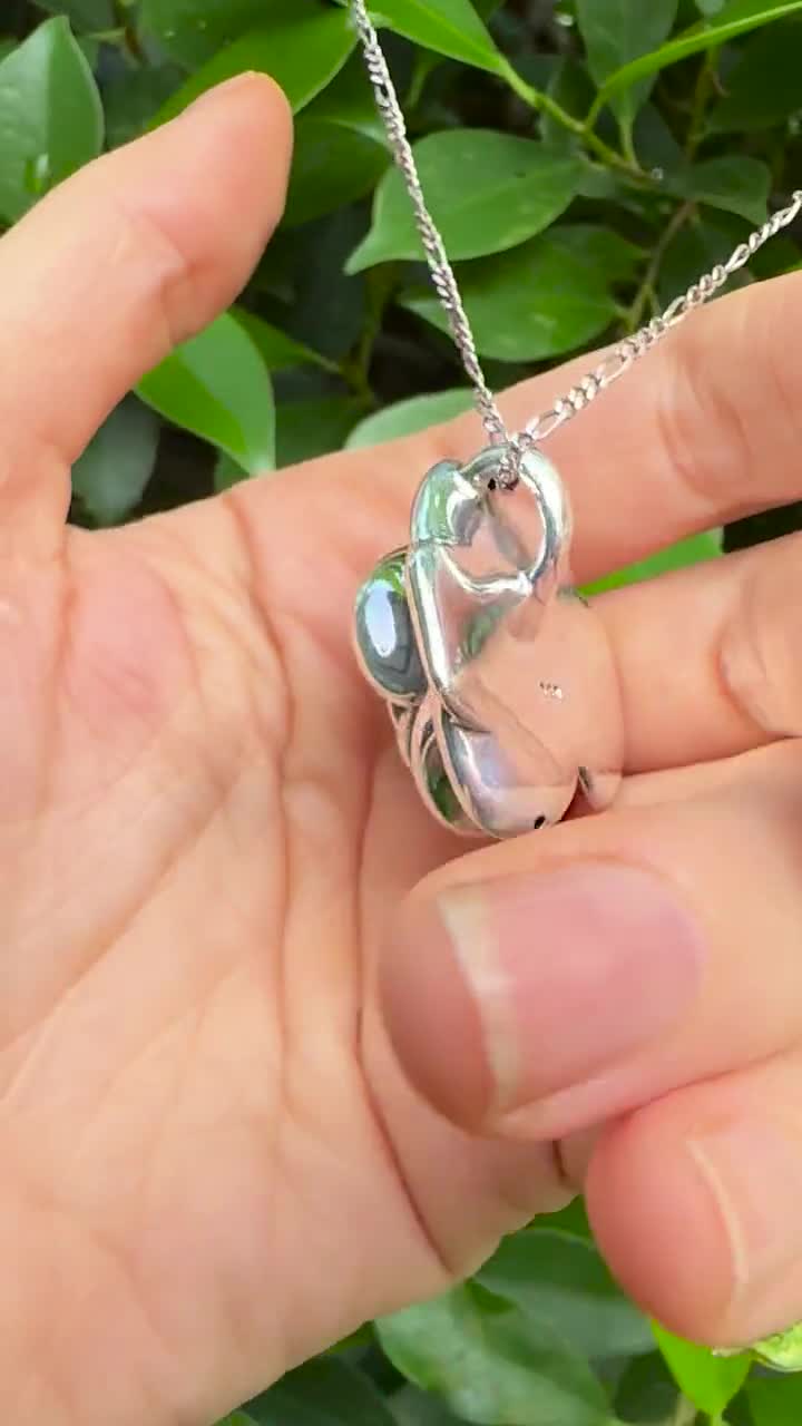 Large Rose Flower Pendant STERLING SILVER 925 Massive Silver Rose