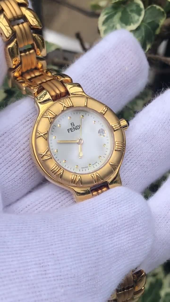 Vintage Fendi 900L Gold Plated Watch: White Dial, Box & Papers - Etsy
