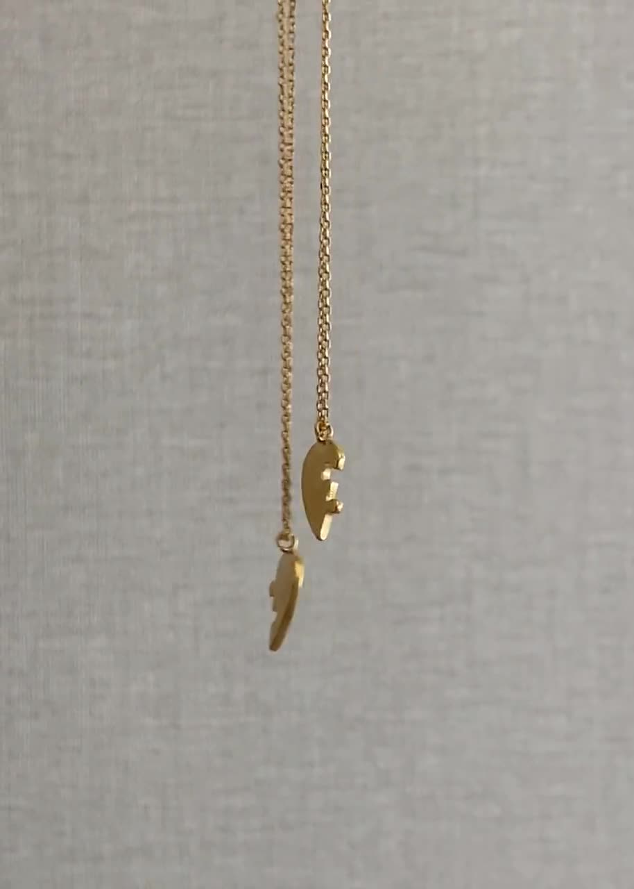 14K Gold Plated te Amo Heart Split Pendant Charm Necklace Chain