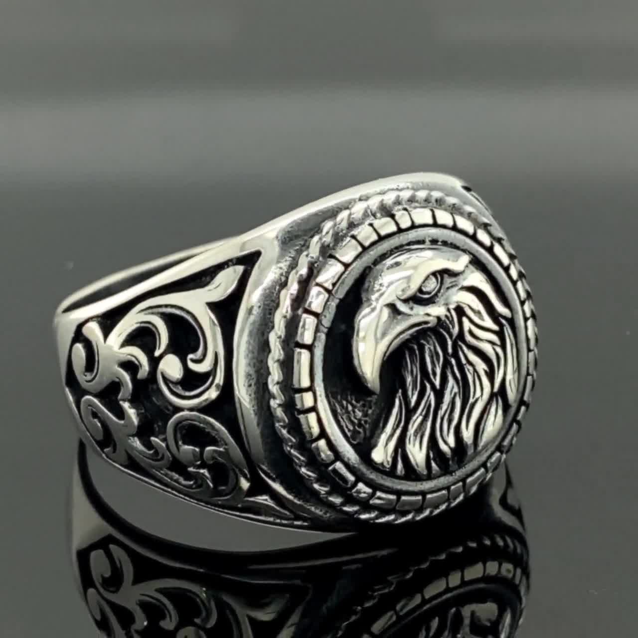 Eagle Handmade Signet Ring,eagle 925 Sterling Silver Handmade