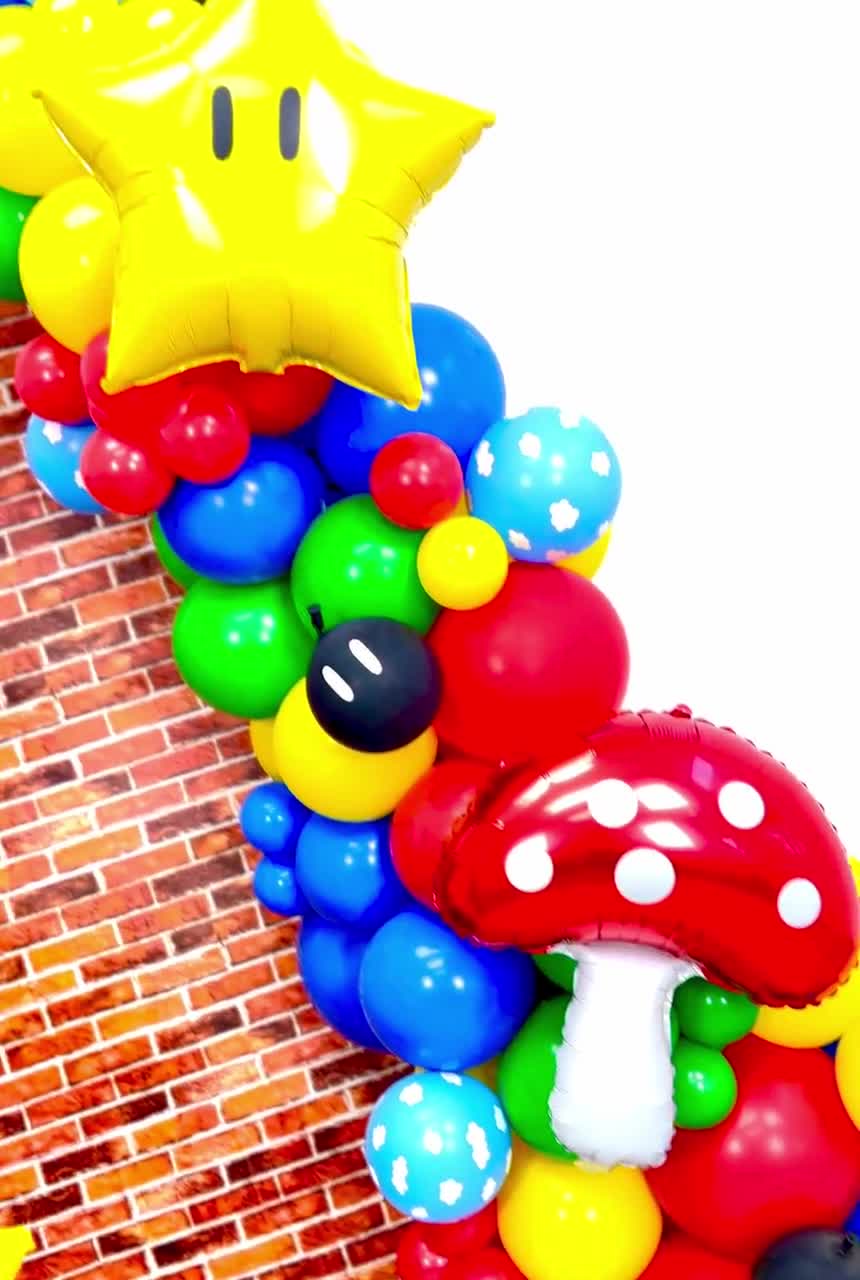 Como hacer un Arco de Globos - 🍄 Decoración Mario Bros 🍄- Super Mario  Balloon Garland 
