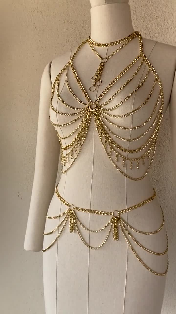 Unbranded - Gold Bralette & Bottom , and Necklace , SET, Body