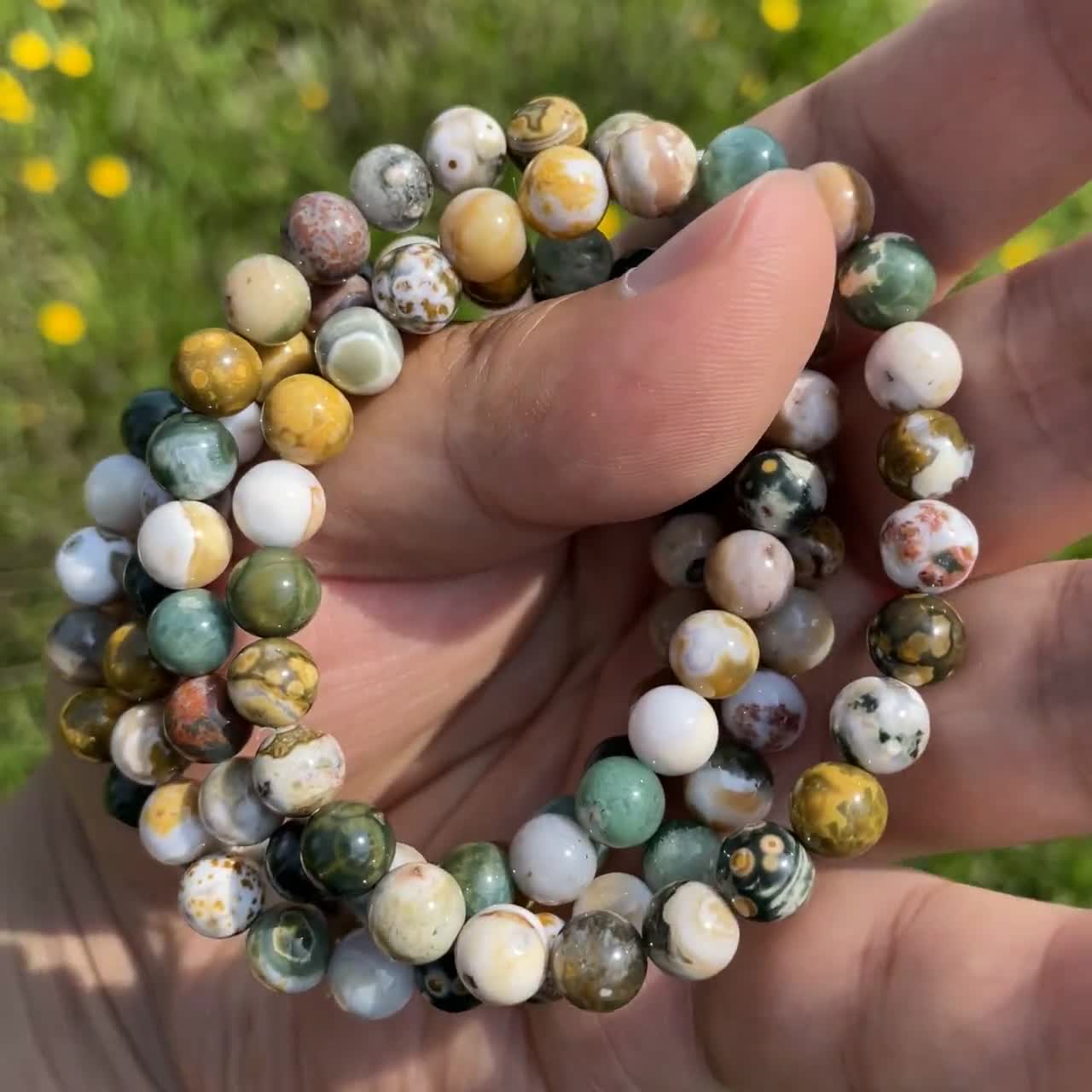 オーシャンジャスパーストレッチブレスレット：8mmヒーリング