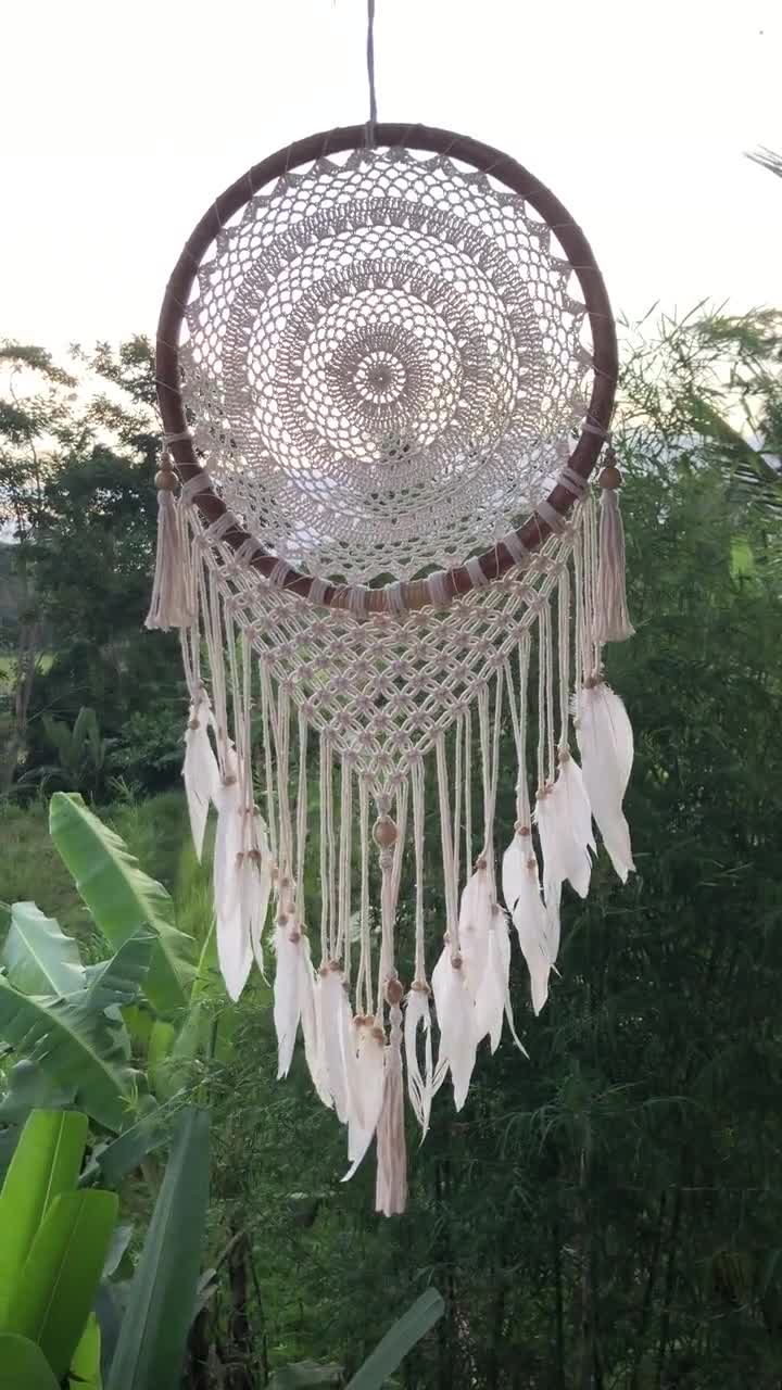 Zazza Home Decor - Cotton Macrame Dream Catcher Type Woven Feather Wall Hanging Handmade Dreamcatcher Boho Tassels Decoration Home Decor Ornament